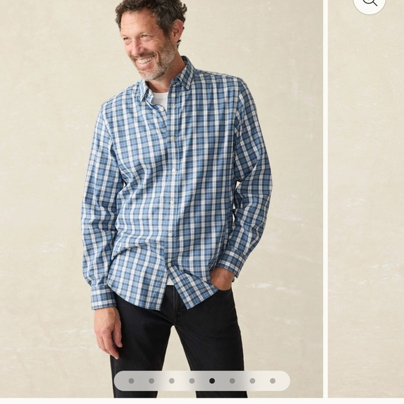 Faherty Men's The Movement Long Sleeve Button Down Shirt in Blue Size Large - Picture 1 of 13